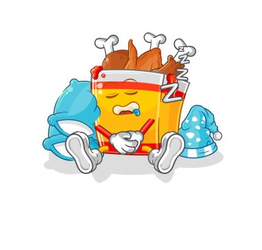 the fried chicken sleeping character. cartoon mascot vecto