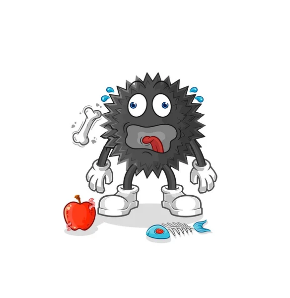 Sea Urchin Burp Mascot Cartoon Vecto — Stok Vektör