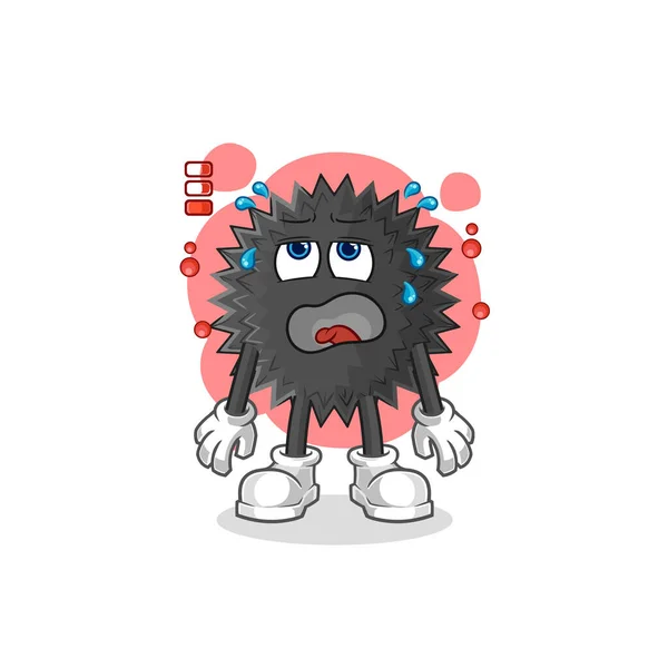 Sea Urchin Low Battery Mascot Cartoon Vecto — Stockový vektor