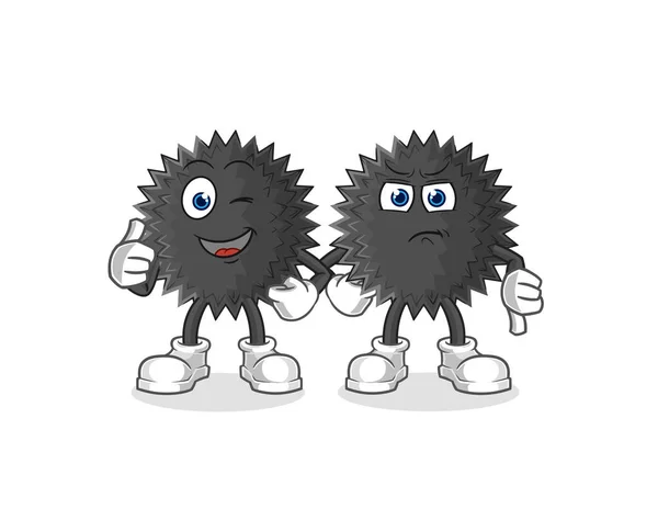 Sea Urchin Thumbs Thumbs Cartoon Mascot Vecto — Stockový vektor