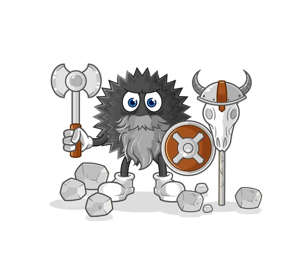 Sea Urchin Viking Illustration Character Vecto — Stock Vector