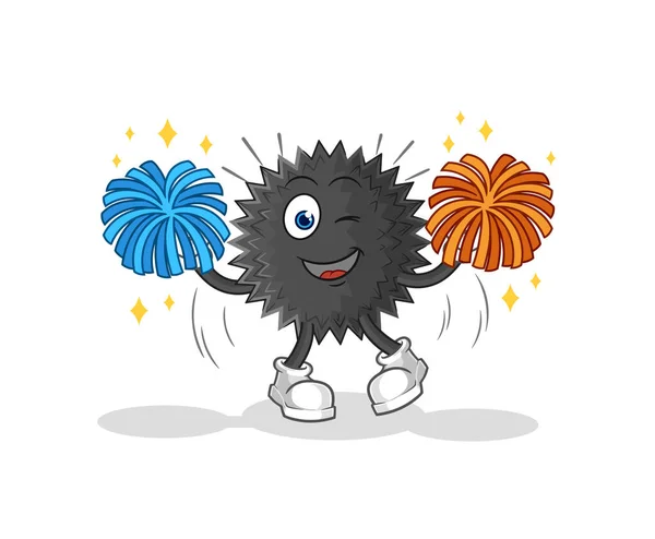Sea Urchin Cheerleader Cartoon Cartoon Mascot Vecto — Stock Vector