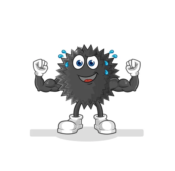 Sea Urchin Muscular Cartoon Cartoon Mascot Vecto — Vetor de Stock