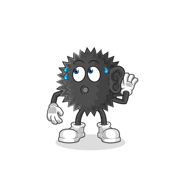 Sea Urchin Eavesdropping Vector Cartoon Characte — Stock Vector