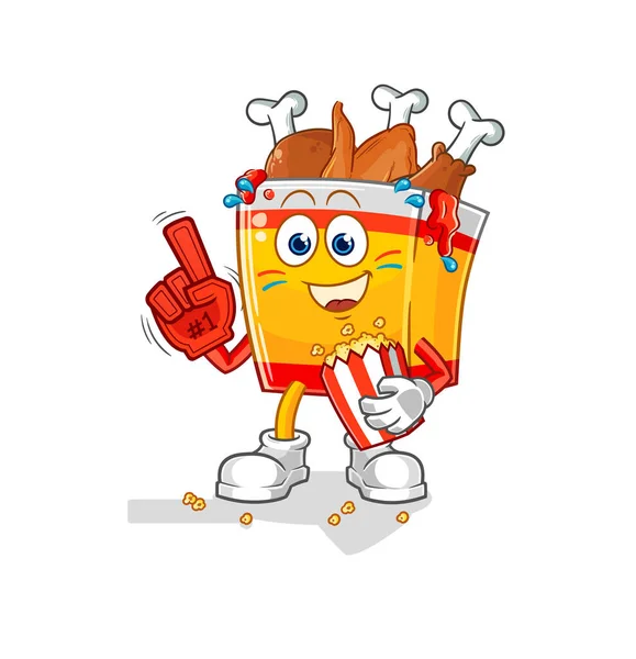 Fried Chicken Fan Popcorn Illustration Character Vecto — Stock Vector