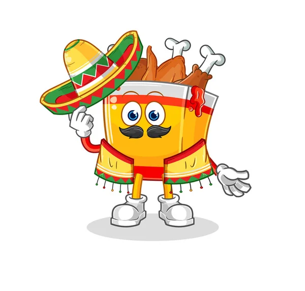 Жареная Курица Мексиканская Культура Флаг Мультипликационный Талисман — стоковый вектор