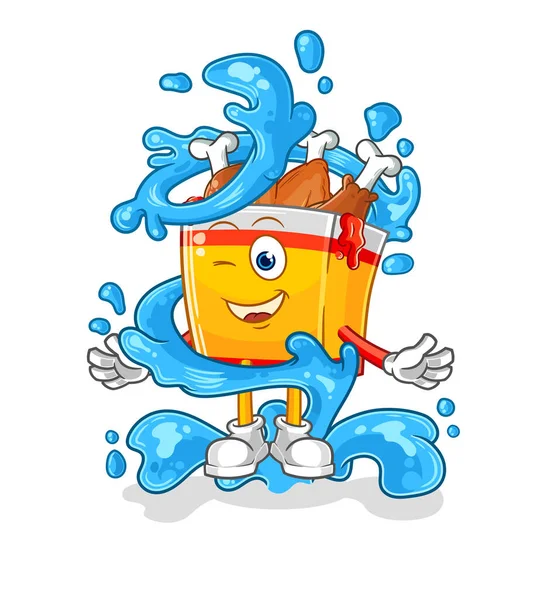 Fried Chicken Fresh Water Mascot Cartoon Vecto — Stok Vektör