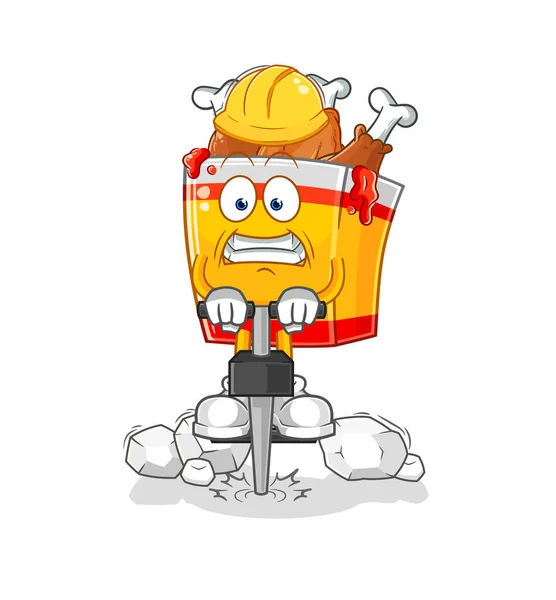 Fried Chicken Drill Ground Cartoon Character Vecto — Image vectorielle