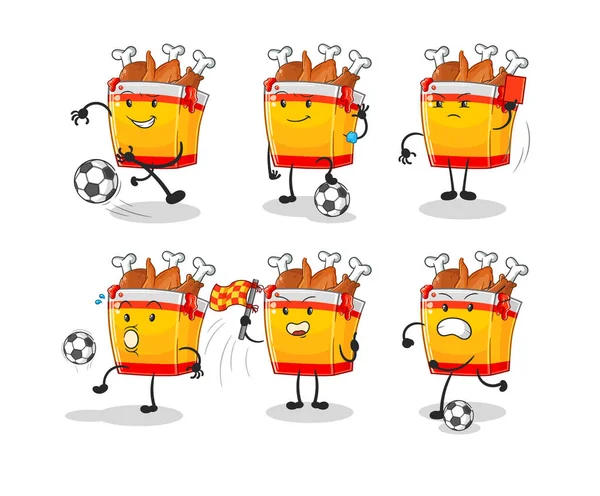 Fried Chicken Football Group Character Cartoon Mascot Vecto — ストックベクタ