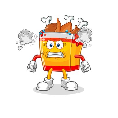 the fried chicken very angry mascot. cartoon vecto