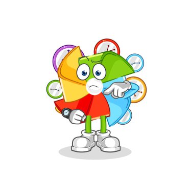 the paper windmill cowboy with gun character vecto