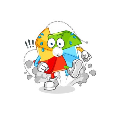 the paper windmill chef with meat mascot. cartoon vecto