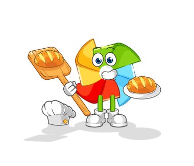 the paper windmill running illustration. character vecto