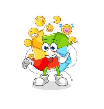 the paper windmill crying illustration. character vecto