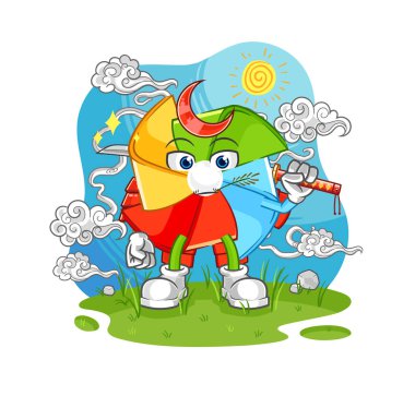 the paper windmill weight training illustration. character vecto