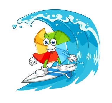 the paper windmill with binoculars character. cartoon mascot vecto