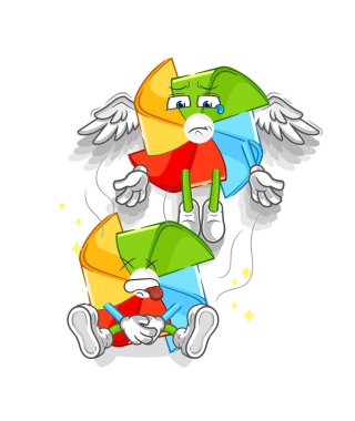 the paper windmill lifting the barbell character. cartoon mascot vecto