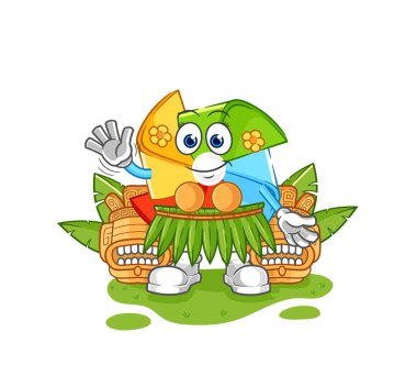 the paper windmill native american tribe. cartoon mascot vecto