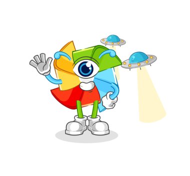 the paper windmill zombie character.mascot vecto