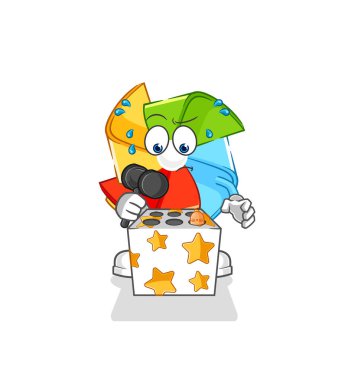 the depressed paper windmill character. cartoon vecto