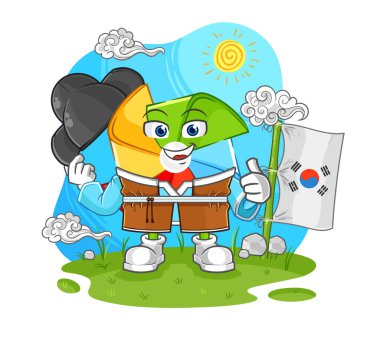 the paper windmill with golf equipment. cartoon mascot vecto