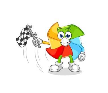 the paper windmill cold illustration. character vecto