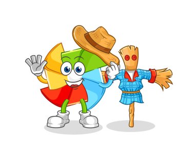 the paper windmill in the tornado cartoon character vecto