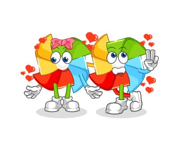 the paper windmill soldier in winter. character mascot vecto