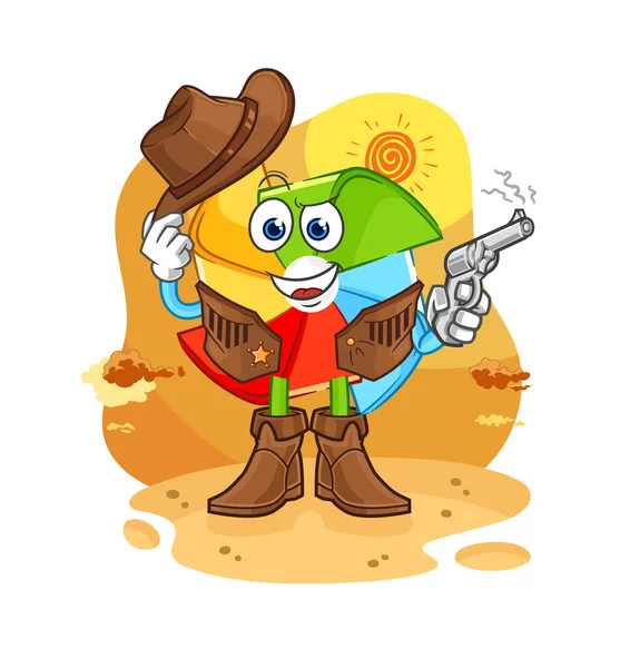 Paper Windmill Low Battery Mascot Cartoon Vecto —  Vetores de Stock