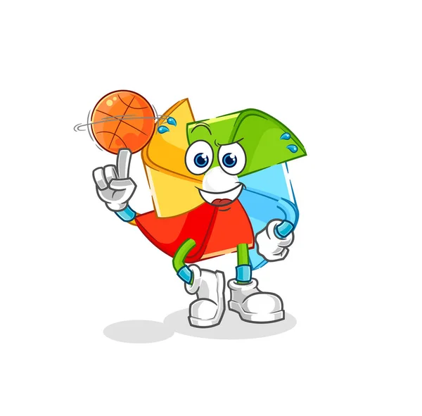 Paper Windmill Boxer Character Cartoon Mascot Vecto —  Vetores de Stock