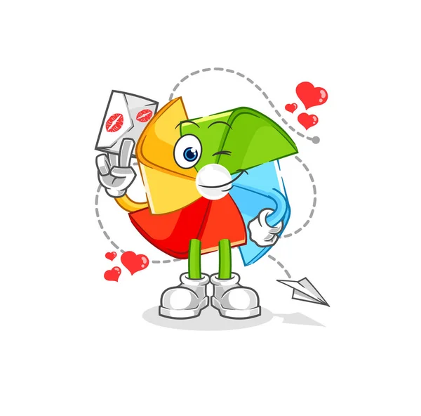 Paper Windmill Eat Hot Chilie Mascot Cartoon Vecto — Stockvektor