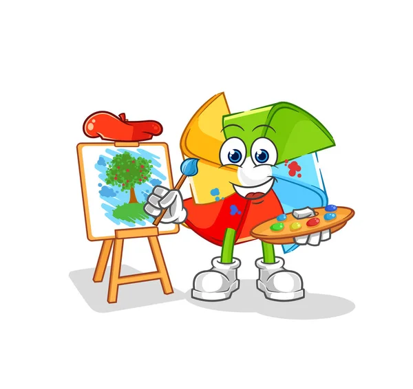 Paper Windmill Miner Gold Character Cartoon Mascot Vecto — Vector de stock