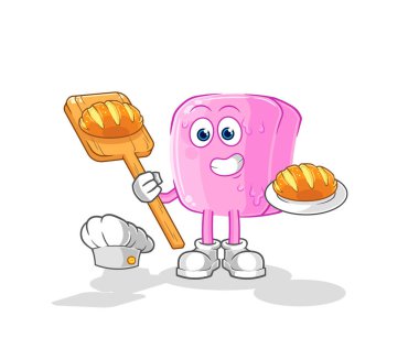 the nail baker with bread. cartoon mascot vecto