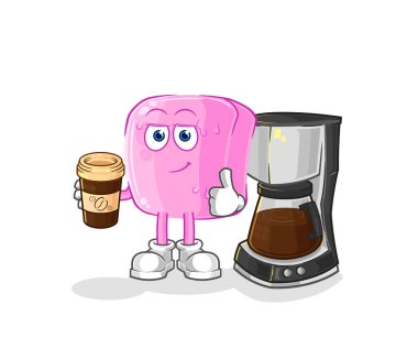 the nail drinking coffee illustration. character vecto