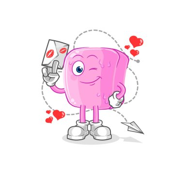 the nail hold love letter illustration. character vecto