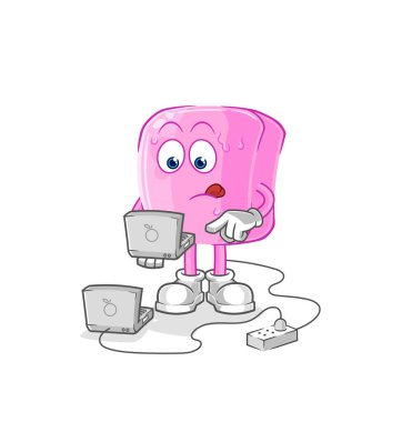 the nail with laptop mascot. cartoon vecto