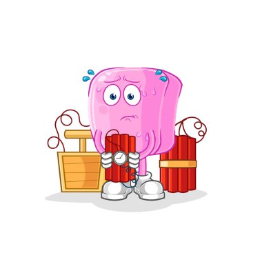 the nail holding dynamite character. cartoon mascot vecto