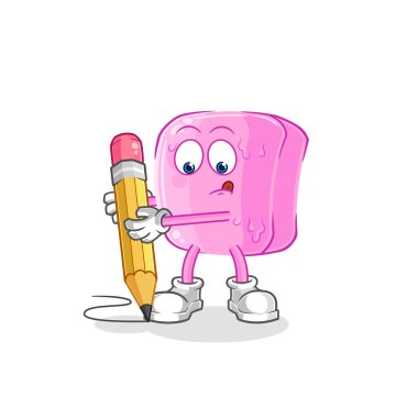 the nail write with pencil. cartoon mascot vecto