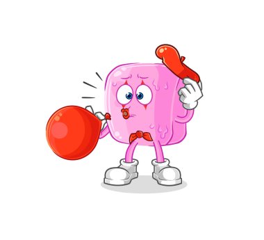 the nail pantomime blowing balloon. cartoon mascot vecto