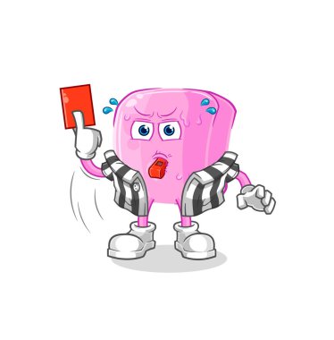the nail referee with red card illustration. character vecto