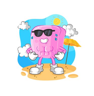 the nail sunbathing in summer. character vecto