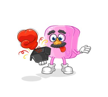 the nail prank glove in the box. cartoon masco