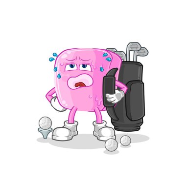 the nail with golf equipment. cartoon mascot vecto