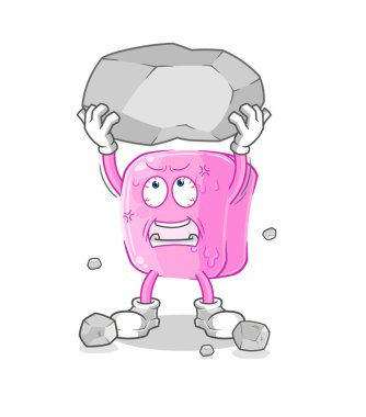 the nail lifting rock cartoon character vecto