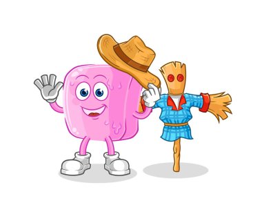 the nail with scarecrows cartoon character vecto