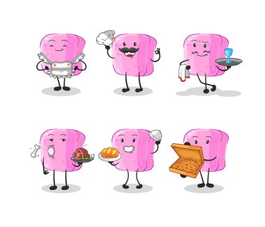 the nail restaurant group character. cartoon mascot vecto