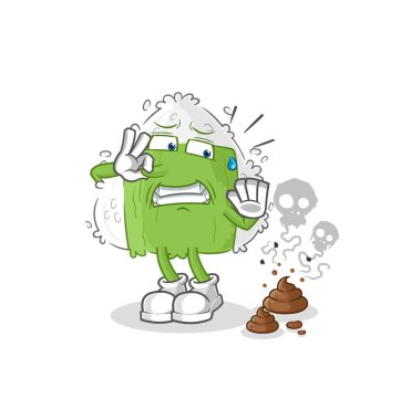 the onigiri with stinky waste illustration. character vecto