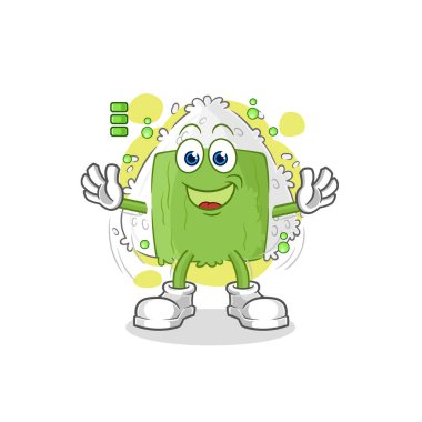 the onigiri full battery character. cartoon mascot vecto