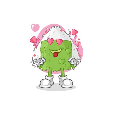 the onigiri fallin love vector. cartoon characte
