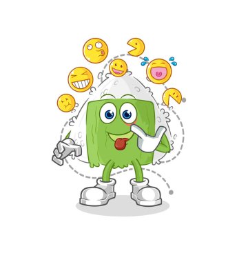 the onigiri laugh and mock character. cartoon mascot vecto